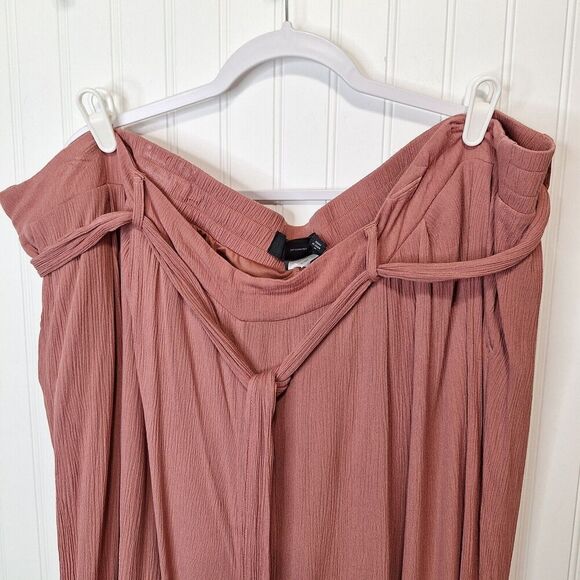 Torrid Womens Size 5 5X Mauve Color Wide Leg Rayon Pull On Pants Lined Tie Belt - Picture 5 of 10